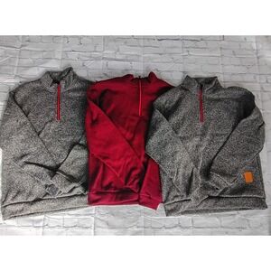 NWOT Mens Quarter Zip Pullover Bundle 3pk Grey Burgundy Marled Sweatshirt M
